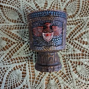 Vintage Bird W/Shield Pottery Vase